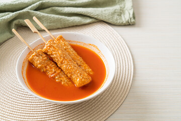 Omuk - Korean fish cake skewer in Korean spicy soup