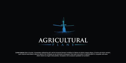 Modern agricultural airplane logo design agricultural technology pesticide airplane sprayer. millennial farmers