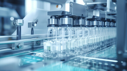 Close-up Industrial vaccine packaging production line
