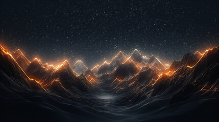 A mountainous landscape with majestic metallic peaks. - obrazy, fototapety, plakaty