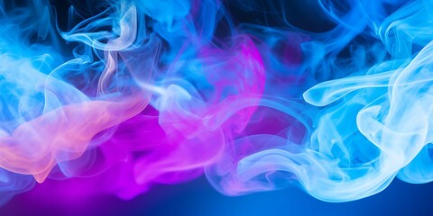 Fototapeta na wymiar Neon blue and purple multicolored smoke