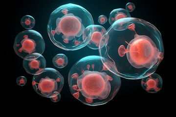 3d Rendering Of Human Cells On A Transparent Background
