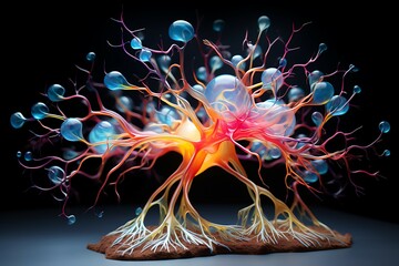 Brain neuron, Bright color, ultra realistic