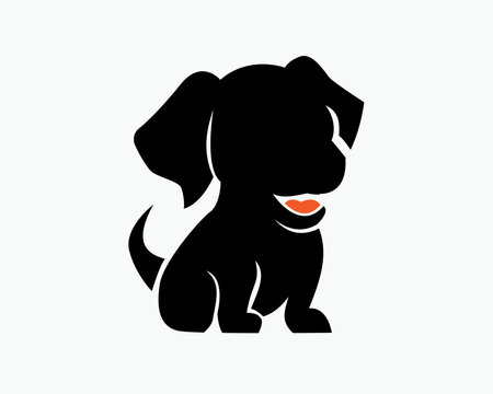 black silhouette sit dog logo design template illustration inspiration