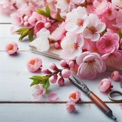 Obraz na płótnie Canvas cherry blossom on table 