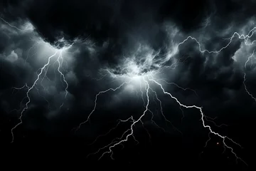 Muurstickers thunder on black background © Ainur