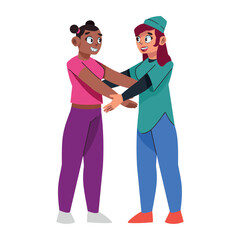 hugging day girls cartoon