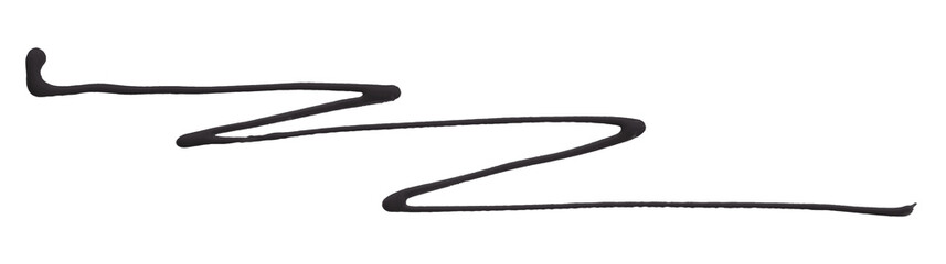 Black watercolor painted zigzag lines isolated on transparent background.