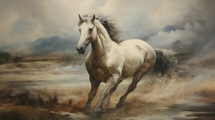 Obraz na płótnie Canvas Horse vintage oil painting