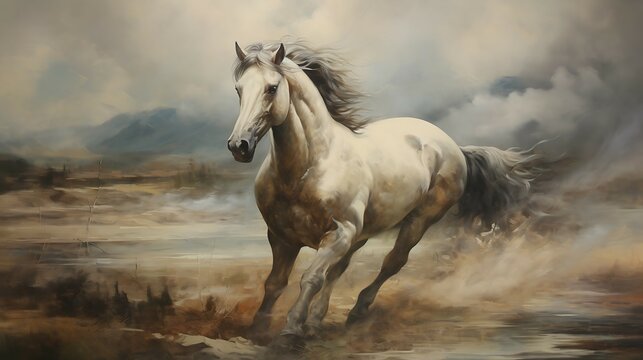 Horse vintage oil painting © Ainur