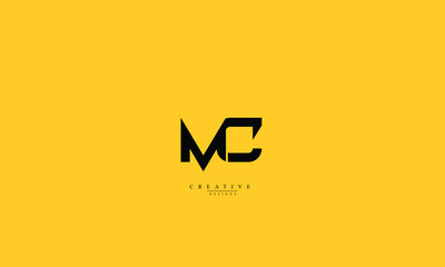 Alphabet letters Initials Monogram logo MC C M CM - obrazy, fototapety, plakaty