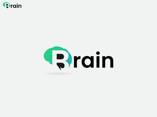 Brain text logo design. Brain B letter. Brain logo. Business. Colorful and premium template. Icon. Font. Human. Finance. Hospital