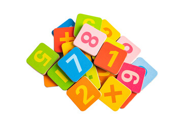 Fototapeta na wymiar Math number colorful on white background, education study mathematics learning teach concept.