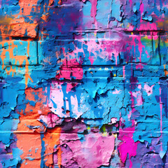 Grunge Bricks Graffiti Wall Art, Digital Paper, Seamless Patterns, Digital Background. Generated Ai