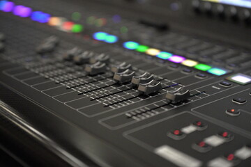 An electronic sound mixing board at a concert
