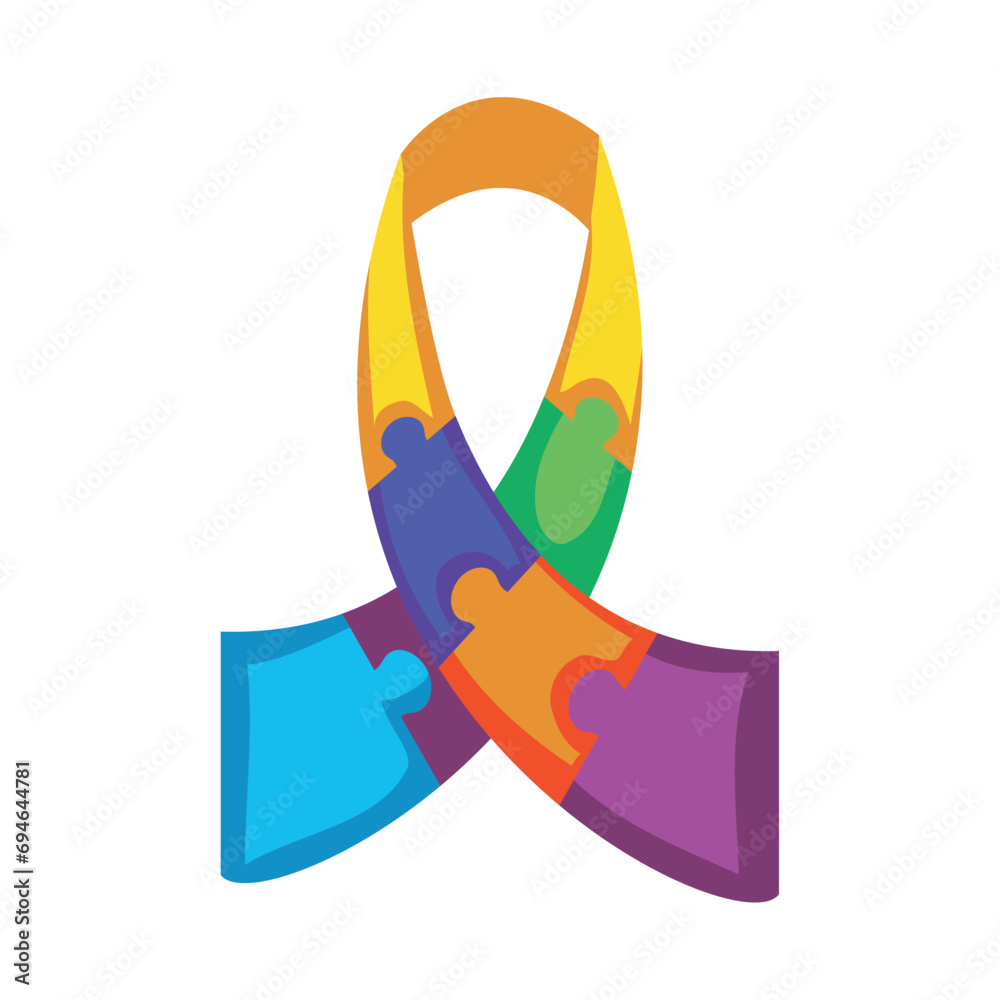 Sticker autism ribbon with puzzles