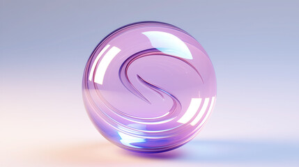 Swirling purple glass sphere against a soft-lit background.