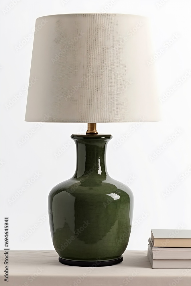 Poster Generative AI : Table retro lamp is on the old table in a classic interior