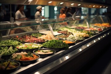 Obraz premium Self-service salad bar. Generative AI.
