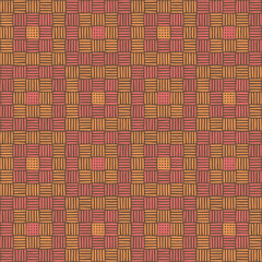 hand drawn squares of yellow and pink stripes. gray repetitive background. vector seamless pattern. geometric carpet. fabric swatch. wrapping paper. continuous design template for textile, home decor