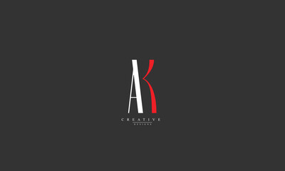 Alphabet letters Initials Monogram logo AK KA A K - obrazy, fototapety, plakaty