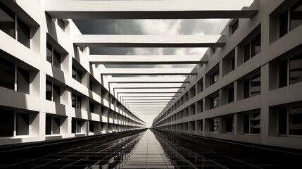 Architectural details presented in black and white, Emphasizing the lines. Generative AI.