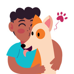 hugging day man with dog