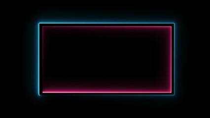 Glowing neon light rectangle border frame illustration background 
