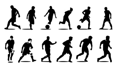 Silhouettes of soccer players on white background. Vector illustration.