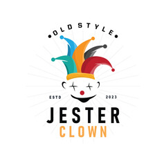 Simple illustration template jester hat logo minimalist joker clown design - obrazy, fototapety, plakaty