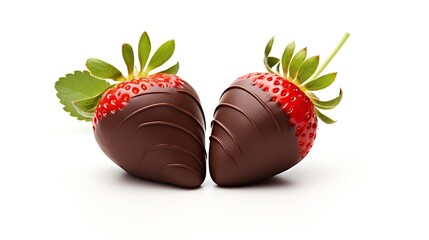 Generative AI : Chocolate-covered strawberries on isolated white background