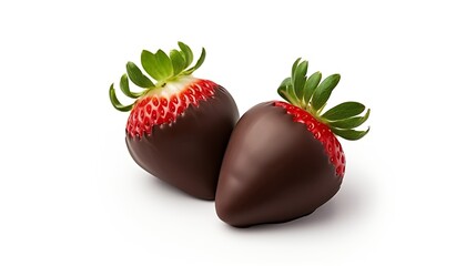 Generative AI : Chocolate-covered strawberries on isolated white background
