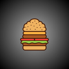 BURGER LOGO DESIGN WITH BLACK GRADATION BACKGROUND