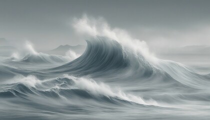 Big ocean wave on a stormy day - obrazy, fototapety, plakaty