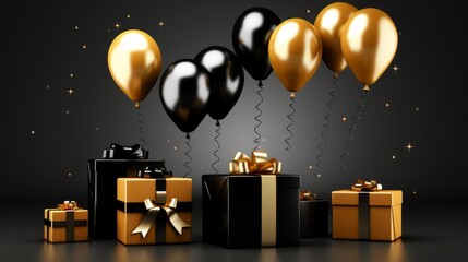 Fototapeta na wymiar New Year wallpaper with balloons and gifts