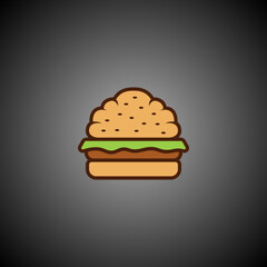 BURGER LOGO DESIGN WITH BLACK GRADATION BACKGROUND