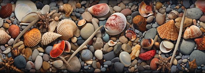 Tiny seashells and pebbles mixed in for added realism - obrazy, fototapety, plakaty