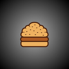 BURGER LOGO DESIGN WITH BLACK GRADATION BACKGROUND