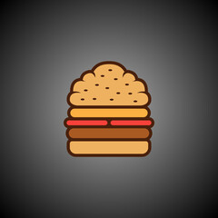BURGER LOGO DESIGN WITH BLACK GRADATION BACKGROUND