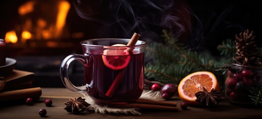 Obraz na płótnie Canvas Sip and savor the season with a close-up of delectable mulled wine