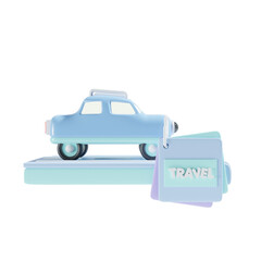 car and memo 3d illustration