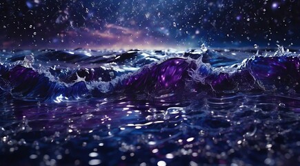 Abstract background with purple waves and splashes. AI