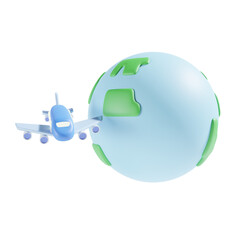 airplane and world 3d illustration