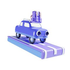 car and backpack 3d illustration