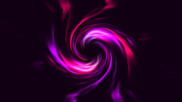 Abstract Neon glow funnel with colourful twisting rays curvy bright lines on a black background tornado energy space tunnel vortex shape visual effect 4K pink red