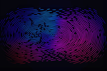 Privacy security concept. Color finger print pattern, abstract color line by generative AI.