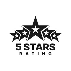 Obraz premium Five star rating, best award icon or badge. Business reputation, goods opinion survey, customer review or user evaluation vector symbol or icon. Client experience pictogram or sign with five stars