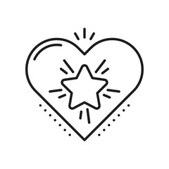 Ranking golden star prize in heart shape frame. Vector ranking top quality sign. Excellent service, luxury reward. Success and achievement sign