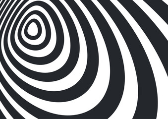 Obraz premium モノクロのオプアート背景。 シンプルモダンなデザインの壁紙。 立体的に見える錯視の効果。