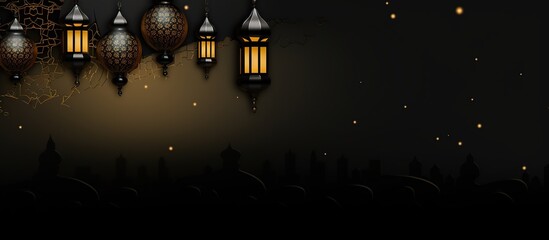 Islamic Arabic black and gold luxury lantern - obrazy, fototapety, plakaty